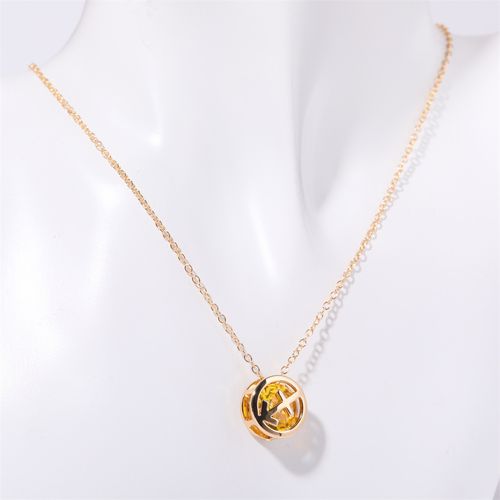 Double-sided hollow twelve constellations necklace, versatile twelve birthdays, zircon pendant, clavicle chain, real gold plated, color-preserving