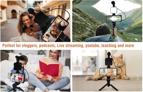 Phone Holder Photography Lighting Smartphone Video Kit Microphone LED Selfie Tripod Recording Handle Portable Stabilizer Bracket