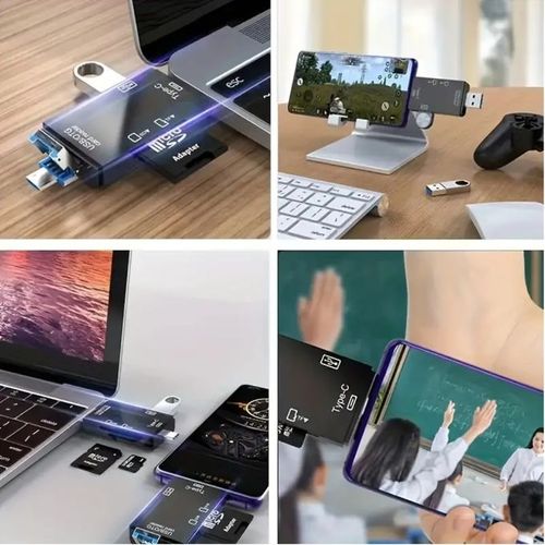 6In1 SD Card Reader TF Micro SD Memory Cards - OTG Adapter