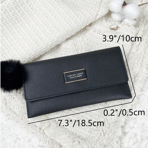 Lady Purse Solid Color Wallet Women's Card Wallets - Black