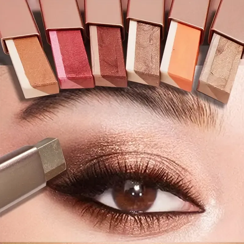 6 colors Long Lasting Lazy Eyeshadow Two Tone Gradient Glitter Eyeshadow Stick For Daily For Music Festival