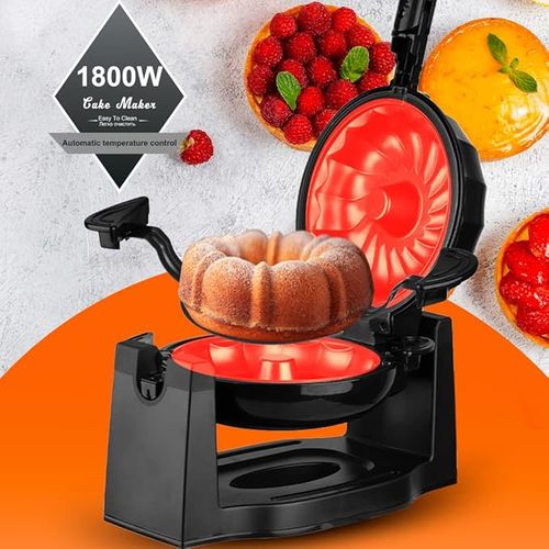 Uniform Heat Electric Rotating Lava Cake Maker - Non-Stick Plate, 1800W, Easy to Clean - Enhance Baking with Heating Uniformity