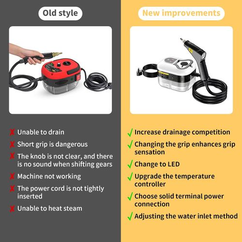 Handheld Steam Cleaner, 2500W High Pressure Steamer Cleaner with 1200ml Water Tank, 6 Speed Portable Steam Cleaner with Handle Holder, Steam Cleaning Machine for Furniture, Car, Kitchen, Tile