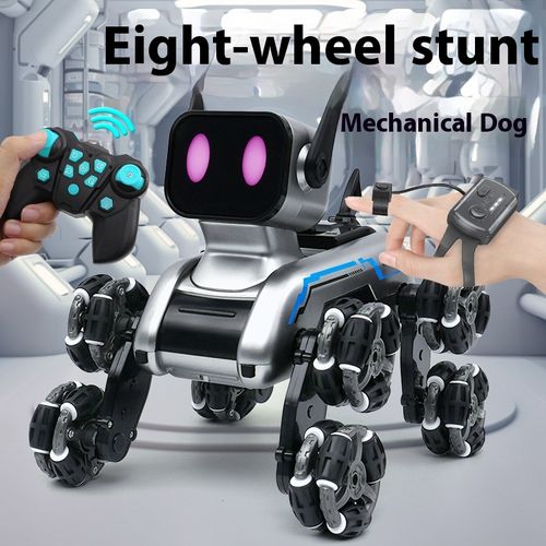Children's Intelligent Remote Control Robot Dog Toy Car Eight-Wheel Stunt Mechanical Dog Gesture Sensing Climbing Car