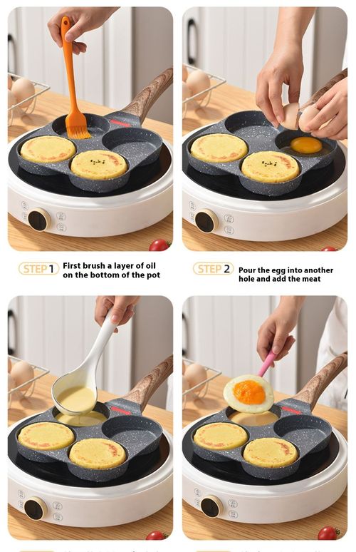 Frying pan household mini four-hole cross-border new medical stone omelette artifact breakfast omelette pot chicken Egg Burger Skillet