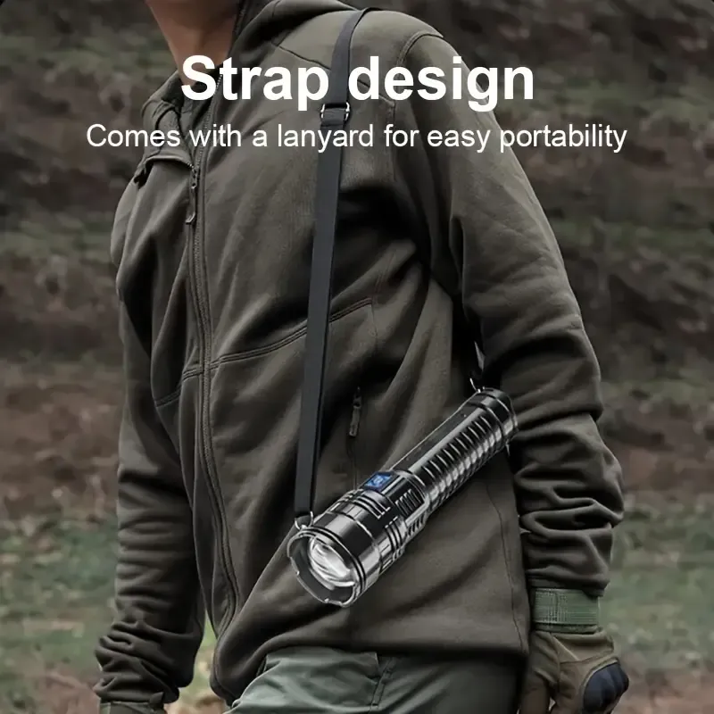 New Most Powerful Led Flashlights Tactical Rechargeable Flashlight Built-in 15000mAh Battery Long Range Spotlights Torch Light with COB Light