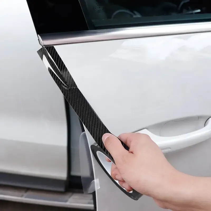 5D Carbon Fiber Reflective Automotive Tape: High-Gloss, Scratch-Resistant, Self-Adhesive Safety Protection for Car Door Sills and Mirrors - Weatherproof Finish, 2.76x118.11 inch Pack
