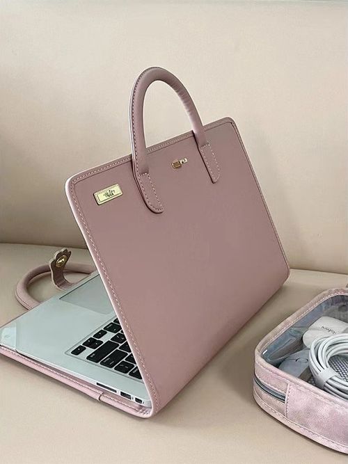 Elegant Pink Faux Leather Laptop Sleeve