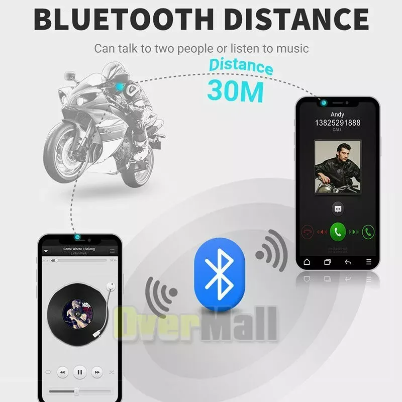 Motorcycle BT 5.0 Helmet Headset Wireless Hands-free call Kit Stereo Anti-interference Waterproof Music Player Speaker