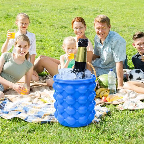 Oval ice Ice Cube Mold Ice Trays,Large Silicone Ice Bucket,(2 in 1) Ice Cube Maker,Round,Portable,For Frozen Whiskey,Cocktail,Beverages