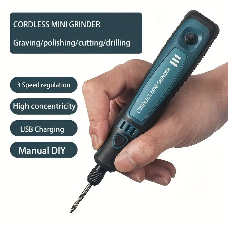 Mini Electric Grinder Pen - Compact, USB Rechargeable, Handheld Engraving Tool for Jade, Polishing, and DIY Projects - Portable, Easy-to-Use, and Versatile Power Tool with Electric Grinder Set