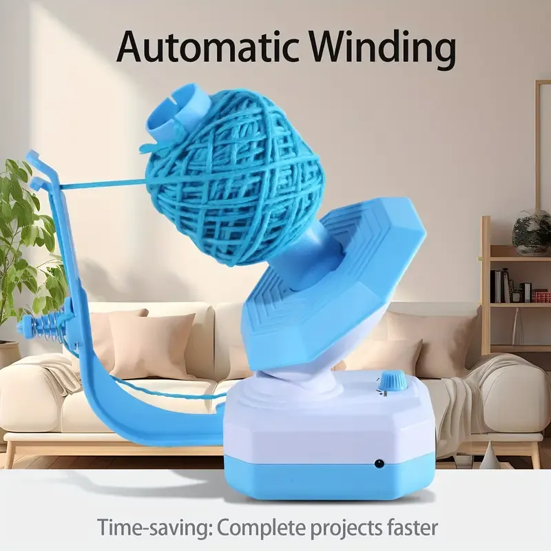 Electric Yarn Winding Machine, Usb-Powered Ball Winder, Adjustable Tension Knitting Wool Rewinder, No Batteries Required, Available in Blue And Pink Options.