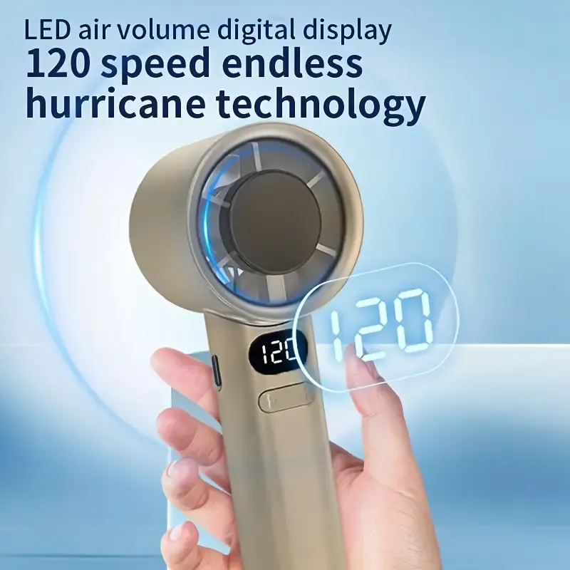 Goard Handheld Small Fan, Powerful 120 Gears No Pole Variable Speed Student Outdoor Mini USB Charging Small Fan, Handheld Travel Desktop Fan