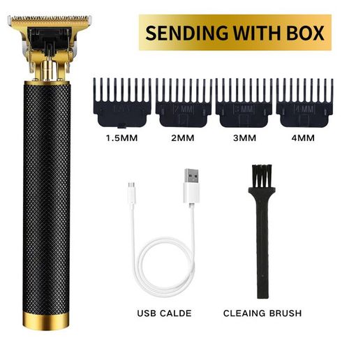 Rechargeable Metal Simple Style Hair Clipper Black Gold