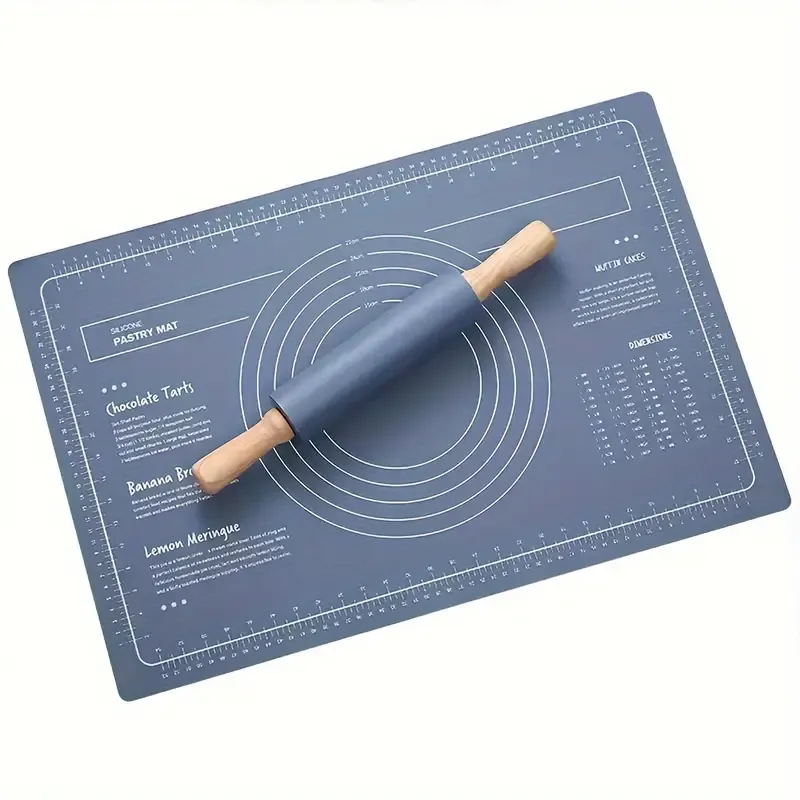 Silicone Rolling Pin and Baking Mat Set