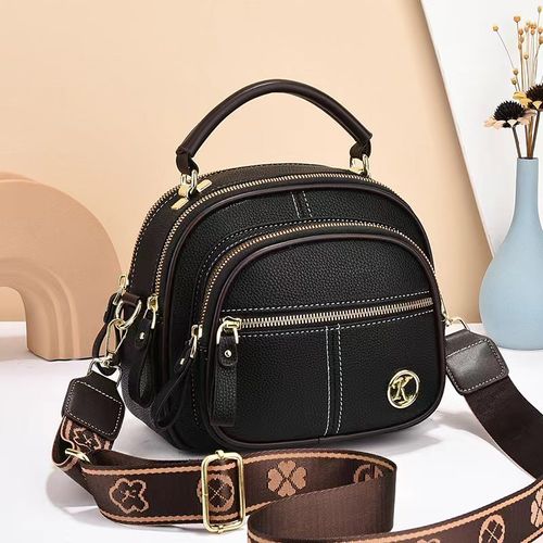 All-in-One PU Leather Shoulder Bag -Black