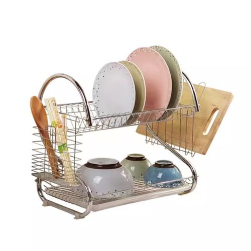 Stainless Steel Dish Drainer With Cup And Cutlery Holder