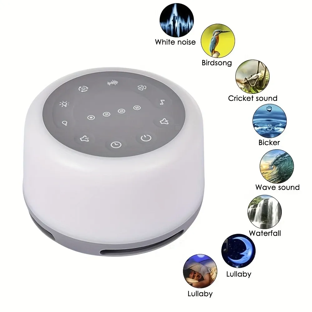 Sleep Sound Machine 24 Natural Soothing Sounds 7 Color Breathing Lights and Night Light with Timer Memory Feature Rechargeable Portable White Noise Machine for Baby Kids Adults