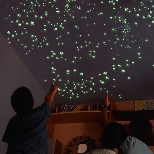 100pcs 3D Stars Glow In The Dark Wall Stickers Luminous