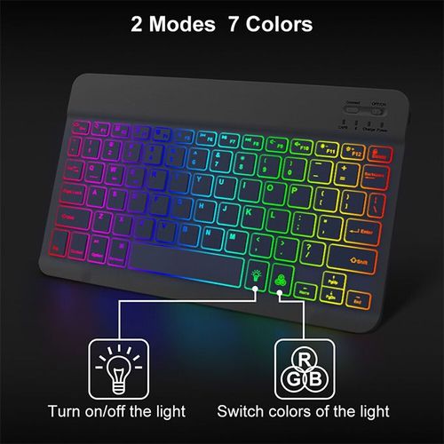 7-Color Light Wireless Keyboard And Mouse Set Rechargeable