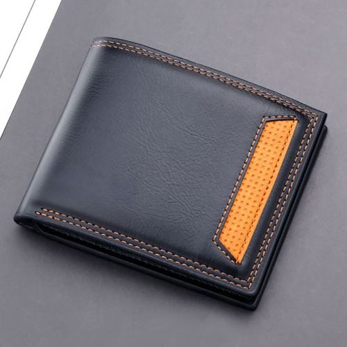 Men's Short Leather Wallet Card Holder Money Organizer Black