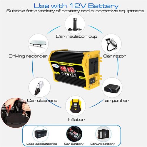 Power Inverter 4000W Peaks DC12V To AC220V Portable