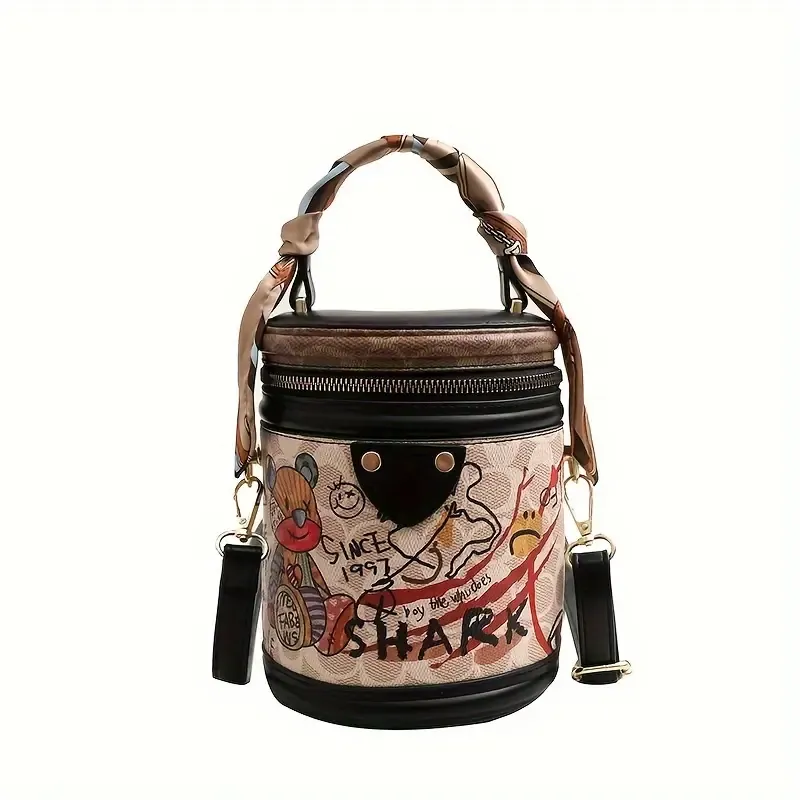 Cartoon Bear Pattern Bucket Bag