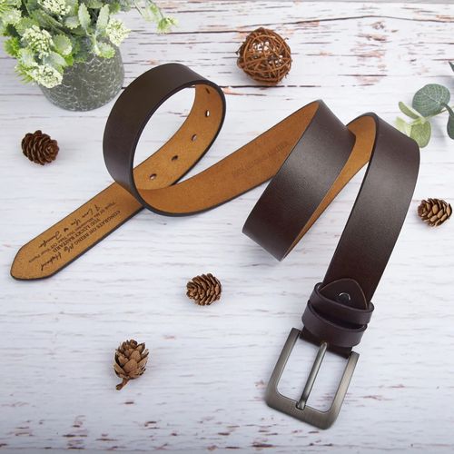 Congrats On Being My Boyfriend - Couple Personalized Custom Engraved Leather Belt - Gift For Husband Wife, Anniversary