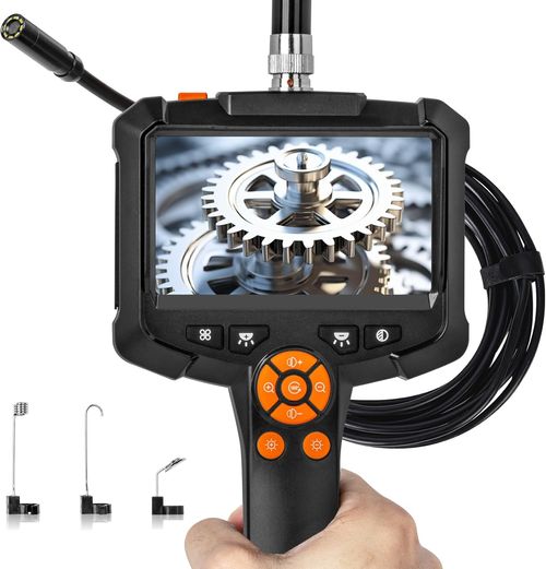 Endoscope Camera with Light, Borescope Camera with Screen, 1080P HD Snake Camera with 8 LED Lights, IPX7 Waterproof Handheld Endoscope, 5M Semi-Rigid Bore Scope Gadgets(4.3-inch IPS)