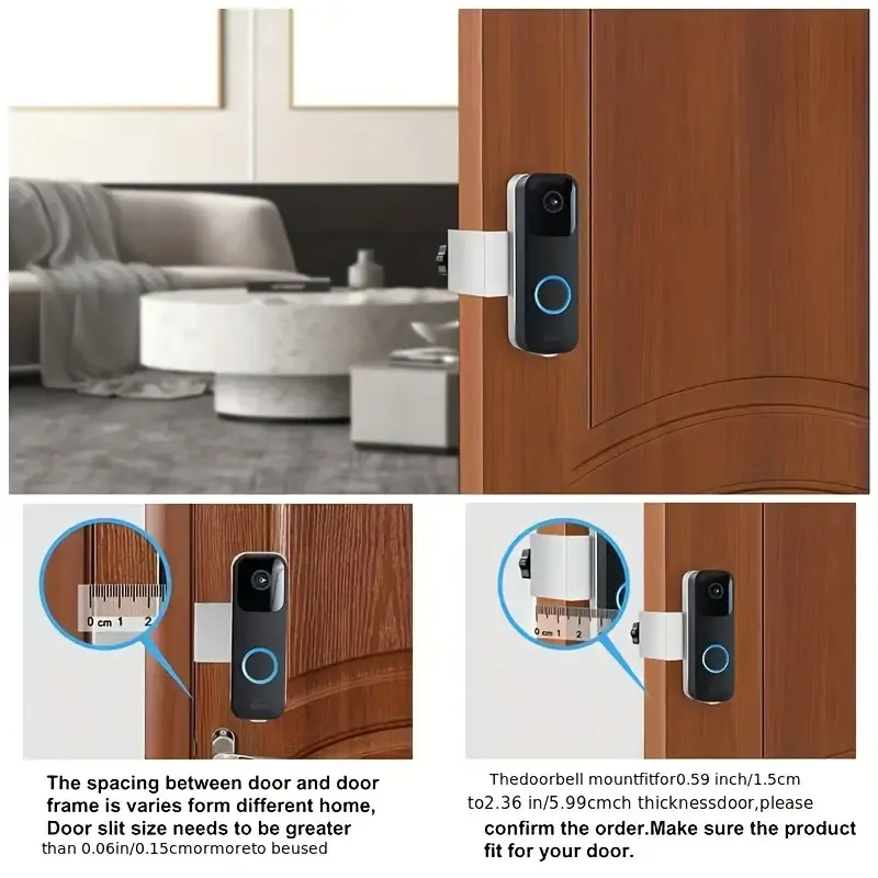 Blink Doorbell Mount, Security Flashing Camera Bracket, No-Drill Outdoor Door Camera Holder with Rain Cover, Compatible with Blink Video Doorbell, Unobstructed Sensor & Night Vision, Metal, Black, No Electricity Needed