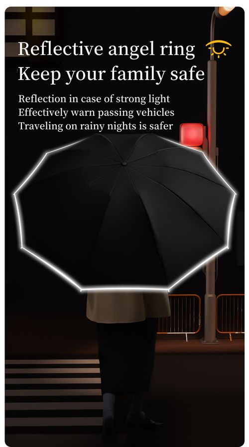 Ring buckle umbrella, Reflective Safety Strip, Sturdy Windproof, Travel Portable