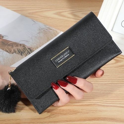 Lady Purse Solid Color Wallet Women's Card Wallets - Black