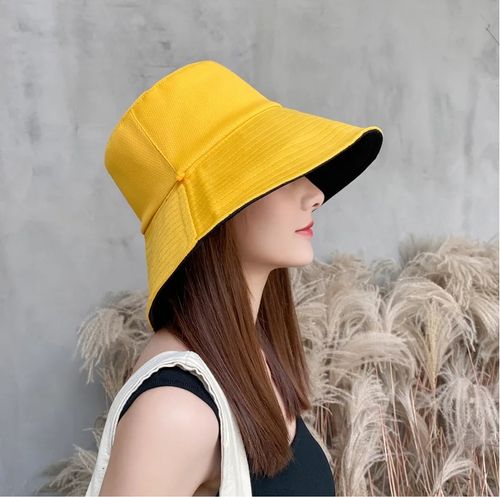 Women Double-sided Sun Hats Girl Large Brimmed Bucket Caps