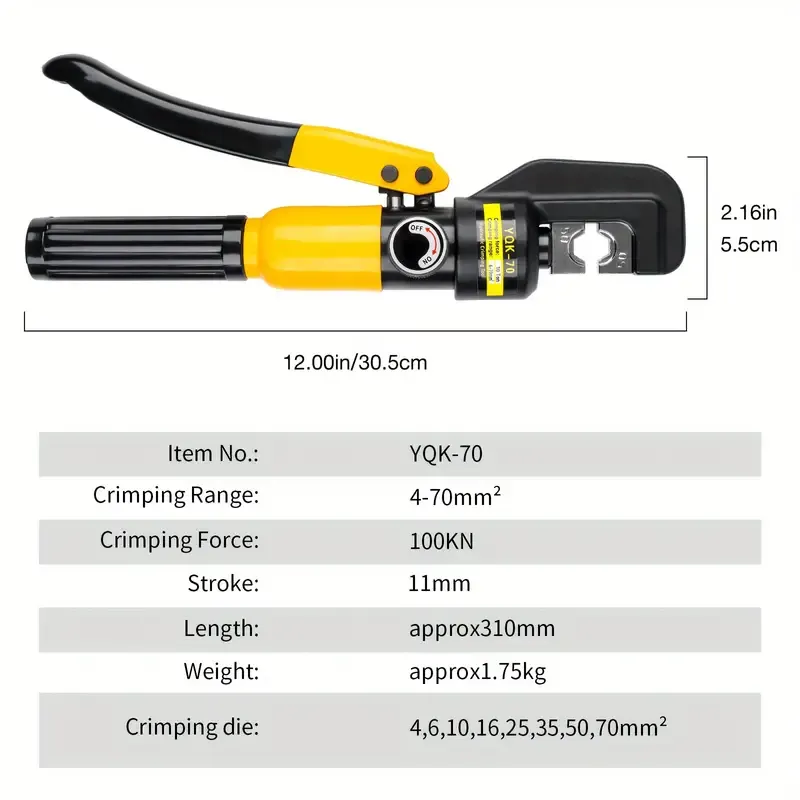 Adjustable oil return valve chrome-plated integrated manual hydraulic pliers crimping electrical wires