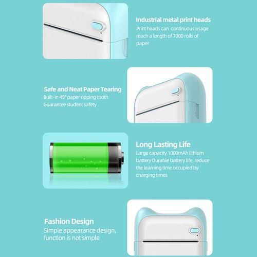 Bisofice Mini Pocket Photo Printer Portable Thermal Printing Machine 203dpi Wireless BT Connection