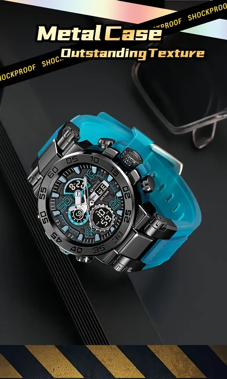 1pc S8030 Men's Sports Watch, Round Alloy Case, Digital Display, LED Alarm, Stopwatch, TPU Strap, Battery Powered, Non-Waterproof, Electronic Movement