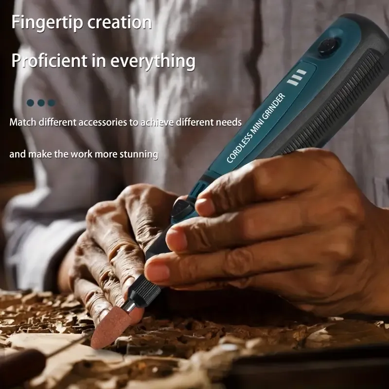 Mini Electric Grinder Pen - Compact, USB Rechargeable, Handheld Engraving Tool for Jade, Polishing, and DIY Projects - Portable, Easy-to-Use, and Versatile Power Tool with Electric Grinder Set