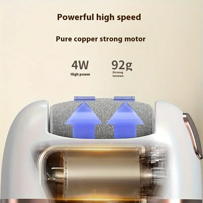 Rechargeable 1pc Electric Foot Grinder - Portable USB Charging, Three Replaceable Grinding Heads for Thick Leather Polishing, Cracked & Dry Skin Care-White