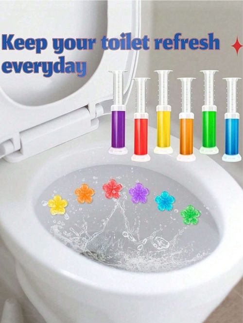 Flower Fragrance Toilet Gel  Air Freshener, And Bowl Cleaner    Refillable Toilet Wand Cleaning Supplies For Home And School