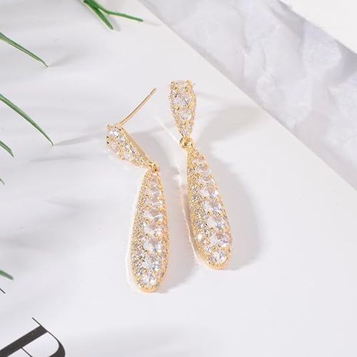 Rhinestone silver needle earrings