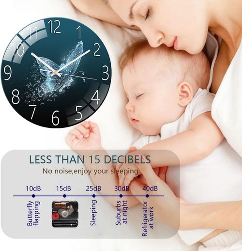 Modern Fantasy Butterfly Wall Clock Dial Silent Movement-Blue