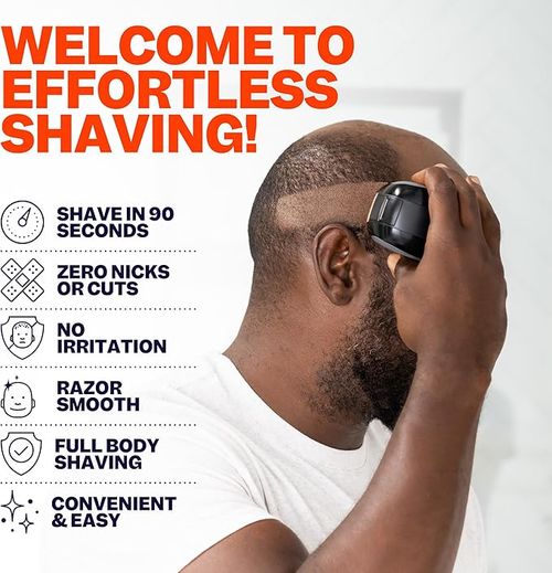 The FlexSeries Electric Head Hair Shaver - Freebird - Ultimate Mens Cordless Rechargeable Wet-Dry Skull & Bald Head Waterproof Razor with Rotary Blades, Clippers, Nose Trimmer, Brush, Massager