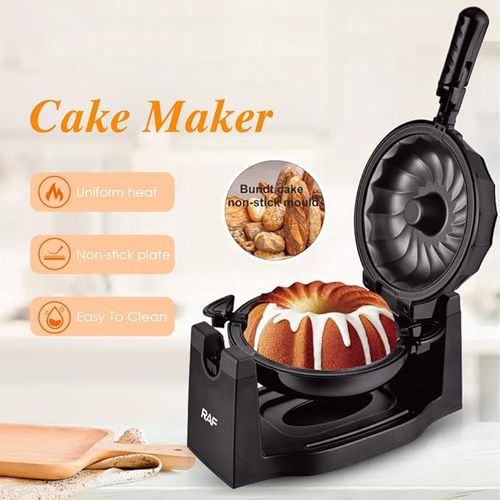 Uniform Heat Electric Rotating Lava Cake Maker - Non-Stick Plate, 1800W, Easy to Clean - Enhance Baking with Heating Uniformity