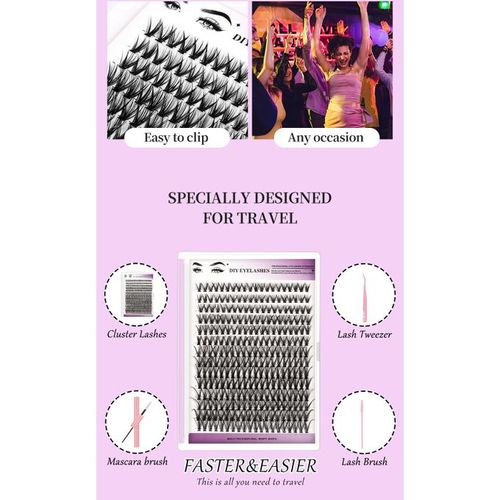DIY Eyelash Extension Single Cluster False Lashes Kit 280pcs Lash Clusters D Curl 8-16mm