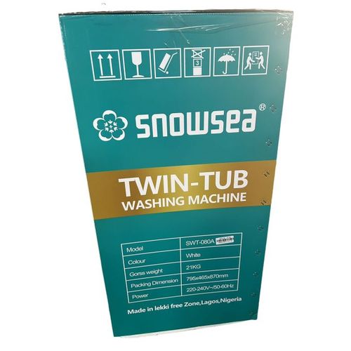 Snowsea 8kg Double Tub Washing Machine 785*465*870 MM (Machine Gross Weight 21KG)