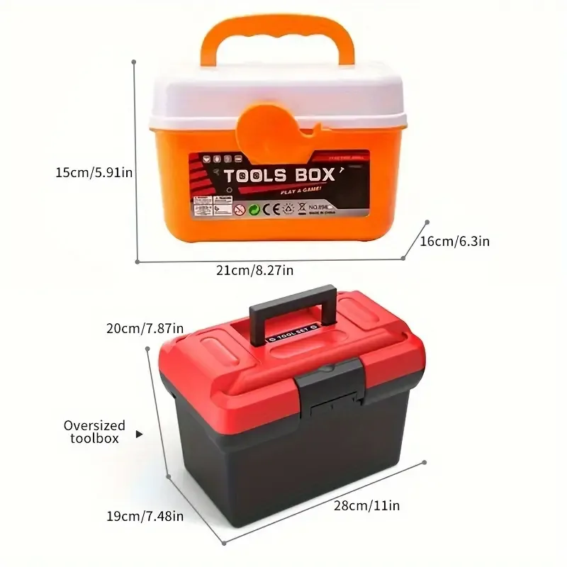 Mini children's 39-piece simulation repair tool box toy set with electric drill and screwdriver tools for boys engineering repair box Christmas gift (batteries not included)