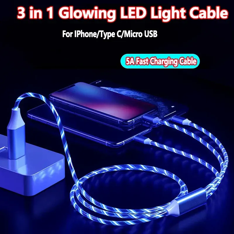 3-in-1 Luminous Fast Charge Cable For Apple Android Type-C