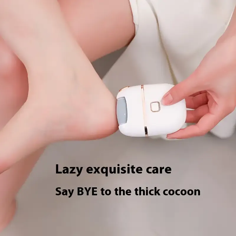 Rechargeable 1pc Electric Foot Grinder - Portable USB Charging, Three Replaceable Grinding Heads for Thick Leather Polishing, Cracked & Dry Skin Care-White