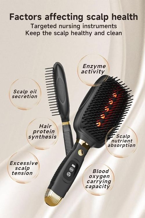 Red Light Therapy Comb, Professional Vibration & Microcurrent Massage Comb for Hair Treatment, Advanced Scalp Care Brush for Hair Styling Promote Hair Growth, Suitable for Men & Women (Black)