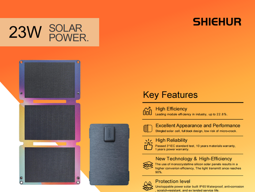 23W High-Efficiency Foldable Solar Charger – IP65 Waterproof, Fast Charging for Outdoor Adventures